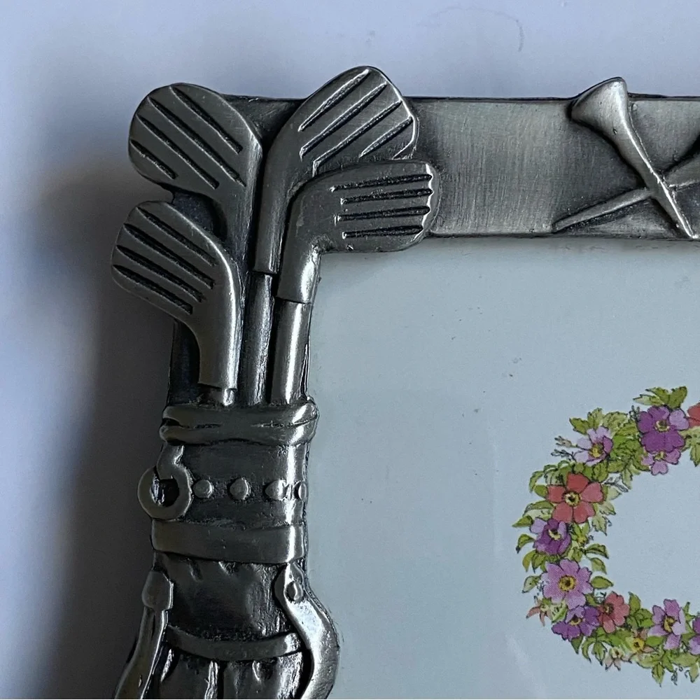 Golf Picture Frame Polished Pewter Sienna 3.5” X 5” Photo Balls Bag Clubs shoes